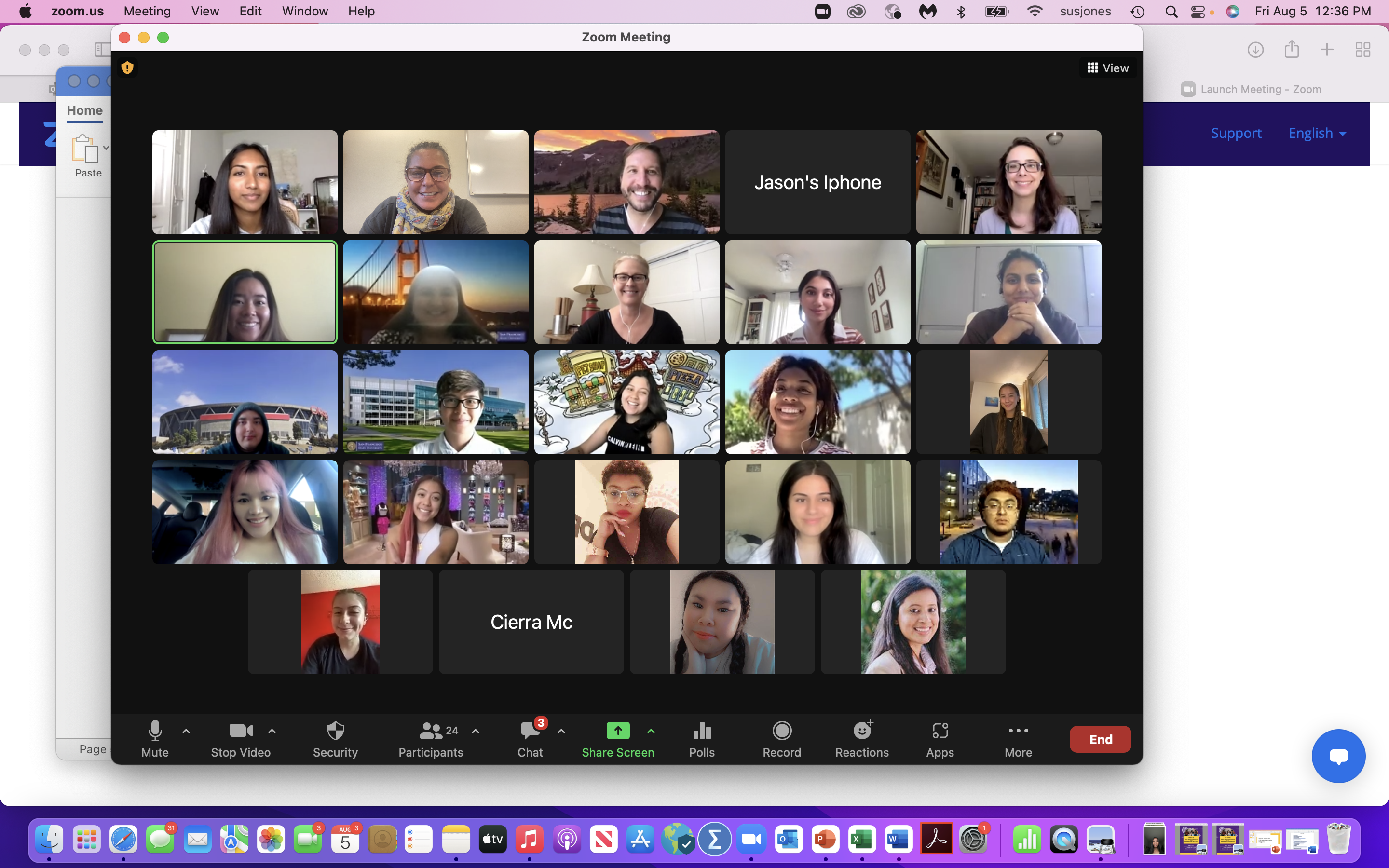 screen capture of zoom call with peer mentors