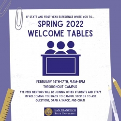 Flyer for 'welcome tables' event